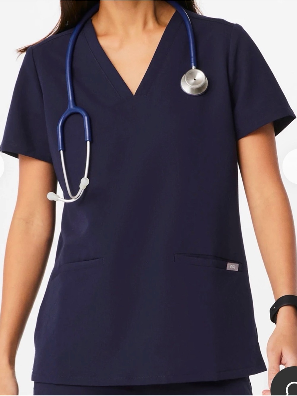 FIGS Casma Scrub Top Navy Size L V-Neck